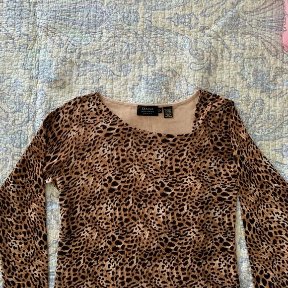 Dana Buchman Tops - Leopard print top with asymmetric neckline